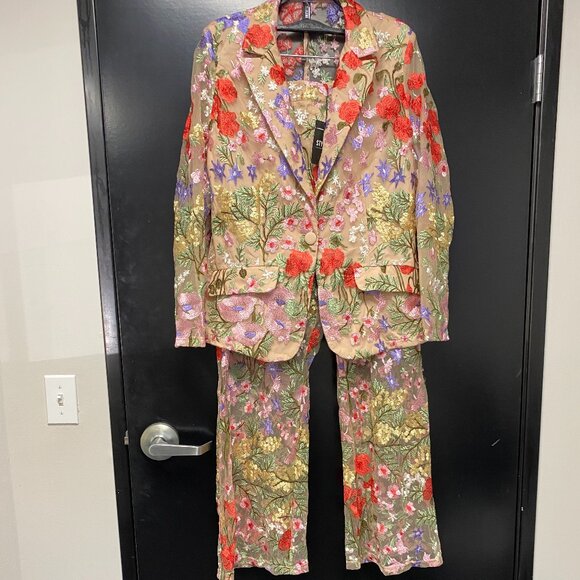 New STYLEWE Embroidered Sheer Blazer and pants Size XL - Picture 1 of 16
